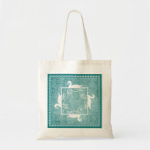 Iconic White Swans Pattern Aqua Texture Monogram Tote Bag (Voorkant)