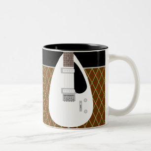 Iconisch 60s Elektrische traanguitgitaar Tweekleurige Koffiemok