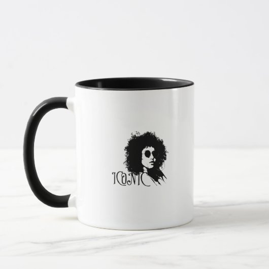 ICONISCH AFRO Vrouw Retro Portret – Bold Black Gir Mok (Links)