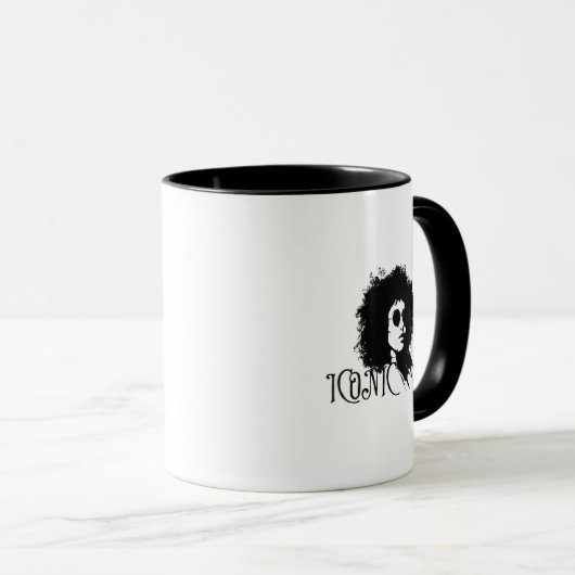 ICONISCH AFRO Vrouw Retro Portret – Bold Black Gir Mok (Voorkant rechts)