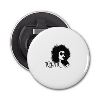 ICONISCH AFRO Vrouw Retro Portret – Vet Meisje Button Flesopener
