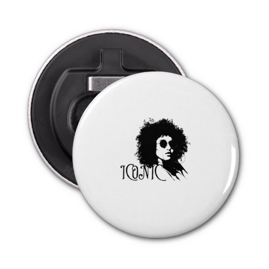 ICONISCH AFRO Vrouw Retro Portret – Vet Meisje Button Flesopener (Voorkant)