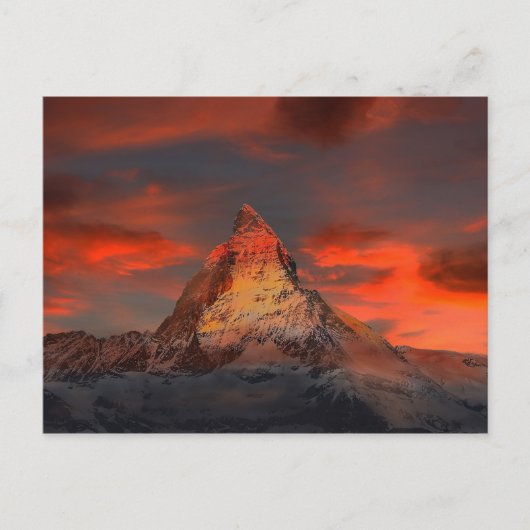 Iconisch alpiene bergmatterhorn op zonsondergang briefkaart (Voorkant)
