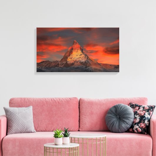 Iconisch alpiene bergmatterhorn op zonsondergang canvas afdruk (Insitu (Woonkamer))