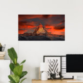 Iconisch alpiene bergmatterhorn op zonsondergang poster (Thuiskantoor)