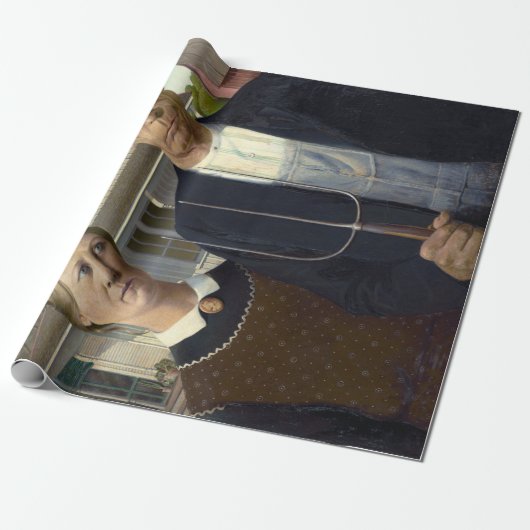 Iconisch-Amerikaanse Gothic van Grant Wood Cadeaupapier (Uitgerold)