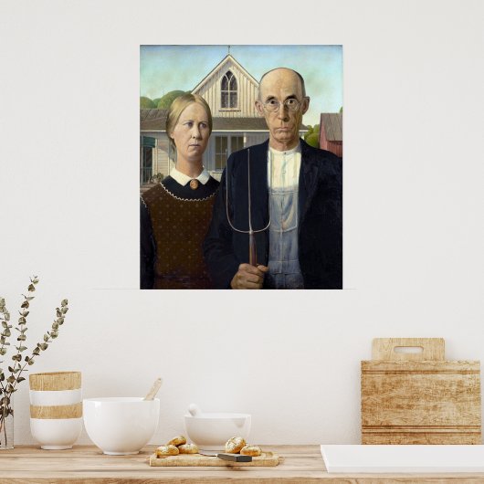 Iconisch-Amerikaanse Gothic van Grant Wood Poster (Keuken)