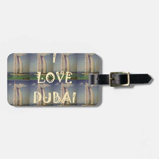 Iconisch Dubai: "Ik hou van Dubai" Vector Grafisch Bagagelabel (Voorkant horizontaal)