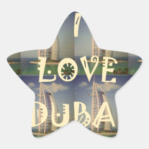 Iconisch Dubai: "Ik hou van Dubai" Vector Grafisch Ster Sticker