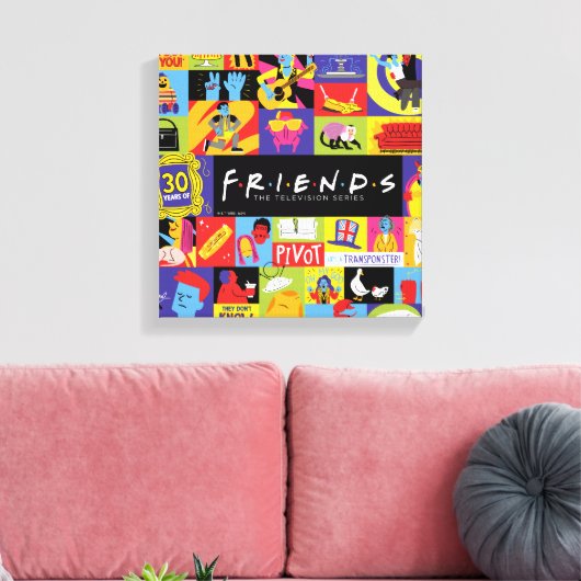 Iconisch FRIENDS™-patroon Canvas Afdruk (Insitu (Woonkamer))