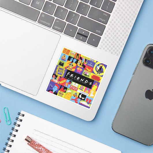 Iconisch FRIENDS™-patroon Sticker (Laptop met iPhone)