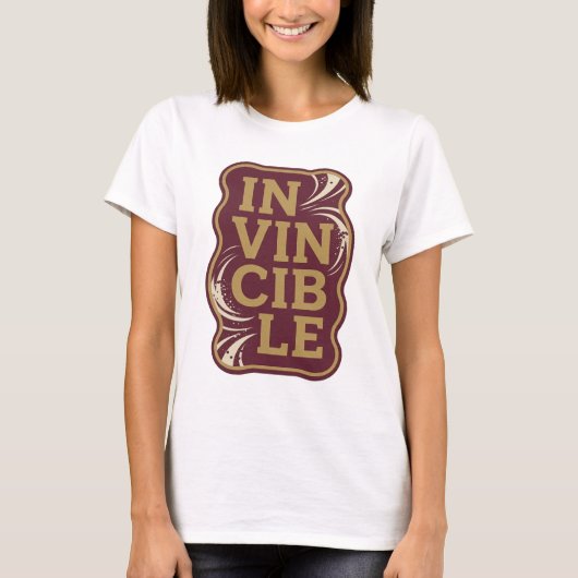 Iconisch Goud ONOVERWINNELIJK Statement Design T-shirt (Voorkant)