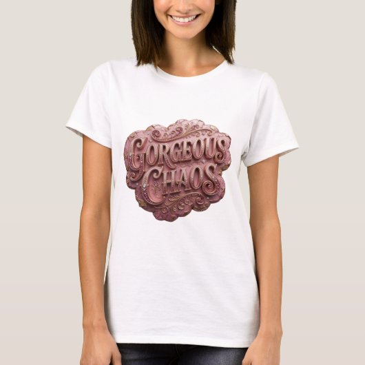 Iconisch Goud PRACHTIGE CHAOS Statement T-shirt (Voorkant)