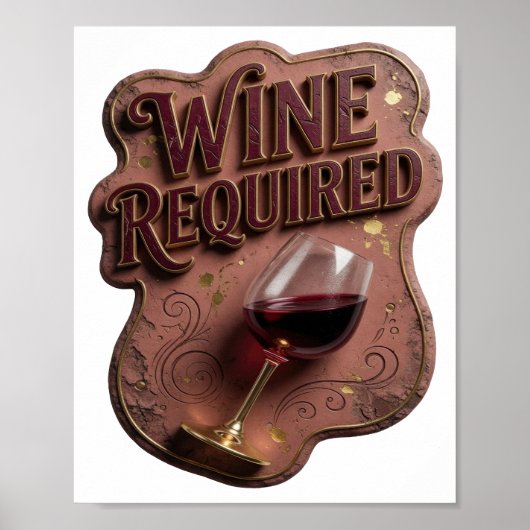 Iconisch Goud WIJN VERPLICHT Design Poster (Voorkant)