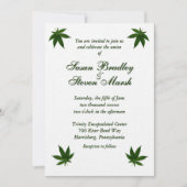 Iconisch groen blad op witte bruiloft uitnodiging (Voorkant)