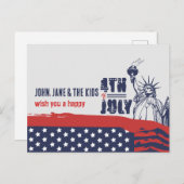 Iconisch groet aan de vrijheid, 4 juli feestdagenkaart (Voorkant / Achterkant)