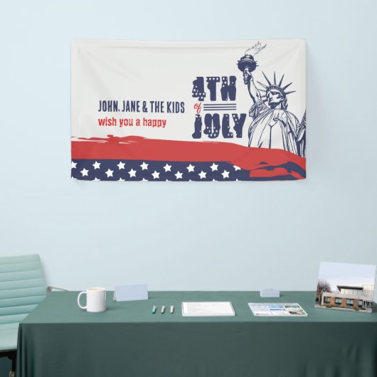 Iconisch groet aan de vrijheid, 4 juli spandoek (Beurs)