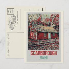 Iconisch huis in bossen Scarborough Maine USA Briefkaart
