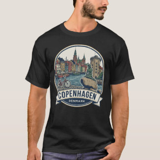 Iconisch Kopenhagen: Fiets, Kanaal & Landmark T-shirt