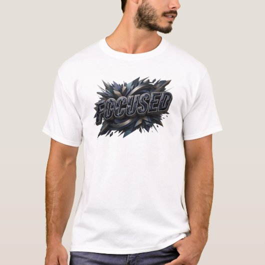 Iconisch marine FOCUSED tekstontwerp T-shirt (Voorkant)