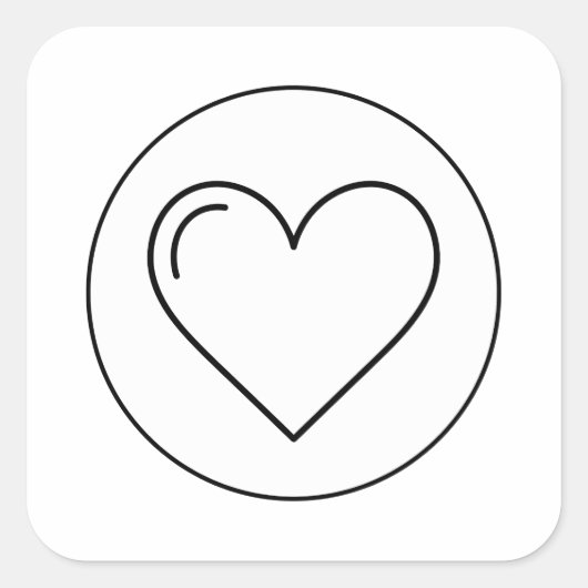Iconisch Minimaal Hart Vierkante Sticker (Voorkant)