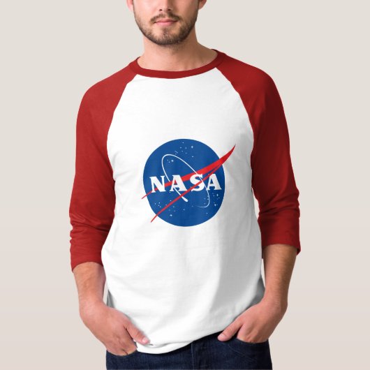 Iconisch NASA Baseball T-shirt (Mars Red Trim) (Voorkant)
