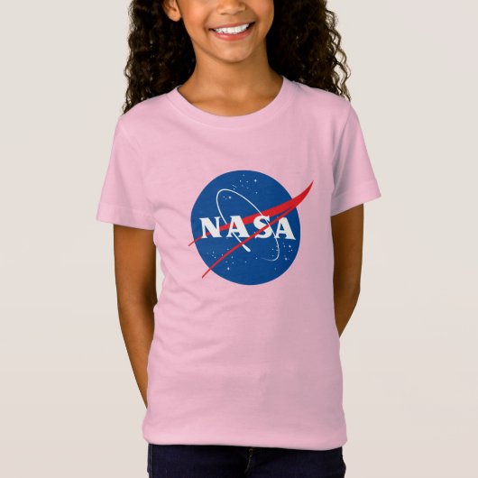 Iconisch NASA Girls’ Premium hemelroze T-shirt (Voorkant)