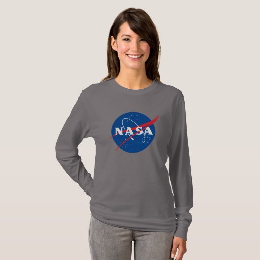 Iconisch NASA T-shirt voor dames (donker zijgrijs) (Voorkant volledig)