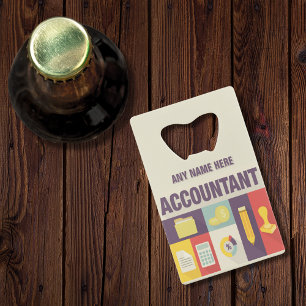 Iconisch ontwerp van professionele accountant creditkaart flessenopener
