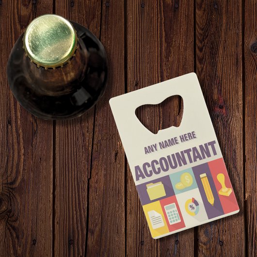Iconisch ontwerp van professionele accountant creditkaart flessenopener