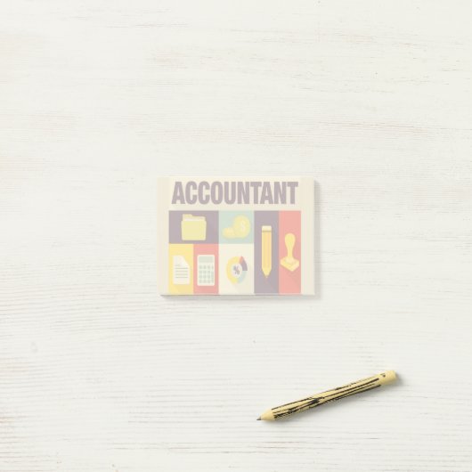 Iconisch ontwerp van professionele accountant post-it® notes (Op bureau)