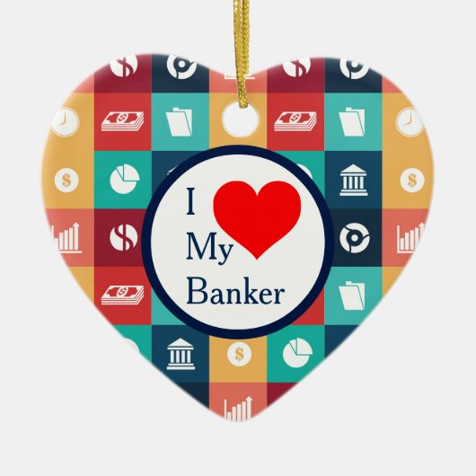 Iconisch oogmerk voor professionele bankiers keramisch ornament (Voorkant)