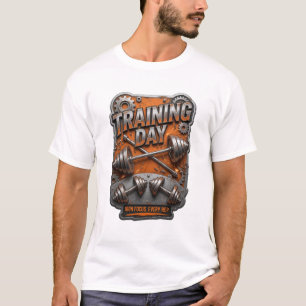 Iconisch oranje TRAINING DAY-shirtontwerp T-shirt