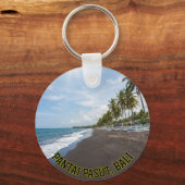 Iconisch Pasut Strand Bali Zonsondergang Palmboom  Sleutelhanger (Voorkant)