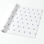Iconisch patroon met blauwe en witte kerstboom cadeaupapier (Uitgerold)