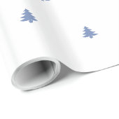 Iconisch patroon met blauwe en witte kerstboom cadeaupapier (Rol Hoek)