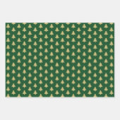 Iconisch patroon met groene of gouden kerstboom inpakpapier vel (Voorkant 3)