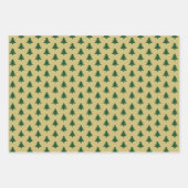 Iconisch patroon met groene of gouden kerstboom inpakpapier vel (Voorkant)