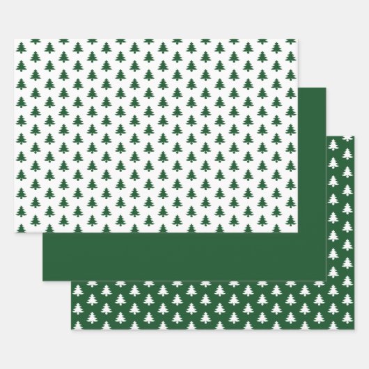 Iconisch patroon met groene/witte kerstboom inpakpapier vel (Set)