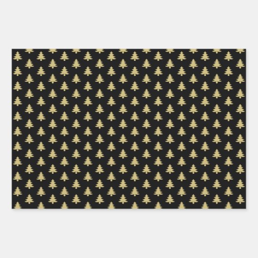 Iconisch patroon met zwarte/goudkerstboom inpakpapier vel (Voorkant 3)
