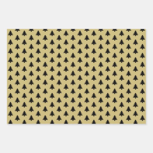 Iconisch patroon met zwarte/goudkerstboom inpakpapier vel (Voorkant)