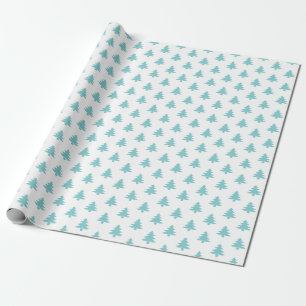 Iconisch patroon van Aqua/White-kerstboom Cadeaupapier