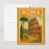 Iconisch Rome: Colosseum Vintage Travel Briefkaart (Voorkant / Achterkant)