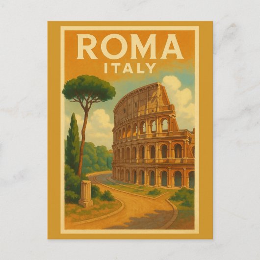 Iconisch Rome: Colosseum Vintage Travel Briefkaart (Voorkant)