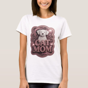 Iconisch roze CAT MOM Quote T-shirt