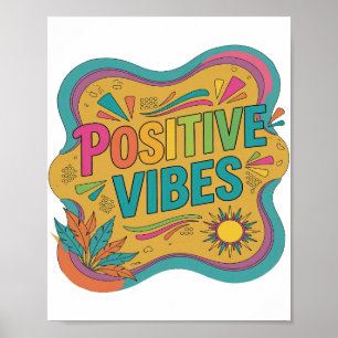 Iconisch Roze POSITIVE VIBES Statement Design Poster