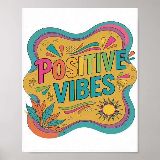 Iconisch Roze POSITIVE VIBES Statement Design Poster (Voorkant)