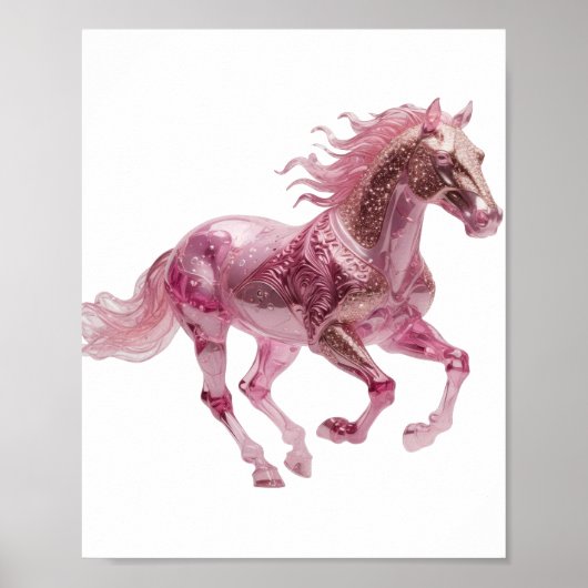 Iconisch Roze ROZE GLAS PAARD Statement Design Poster (Voorkant)