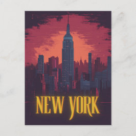 Iconisch stadsbeeld van New York - nachtelijke sky Briefkaart