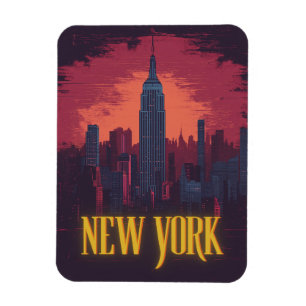 Iconisch stadsbeeld van New York - nachtelijke sky Magneet